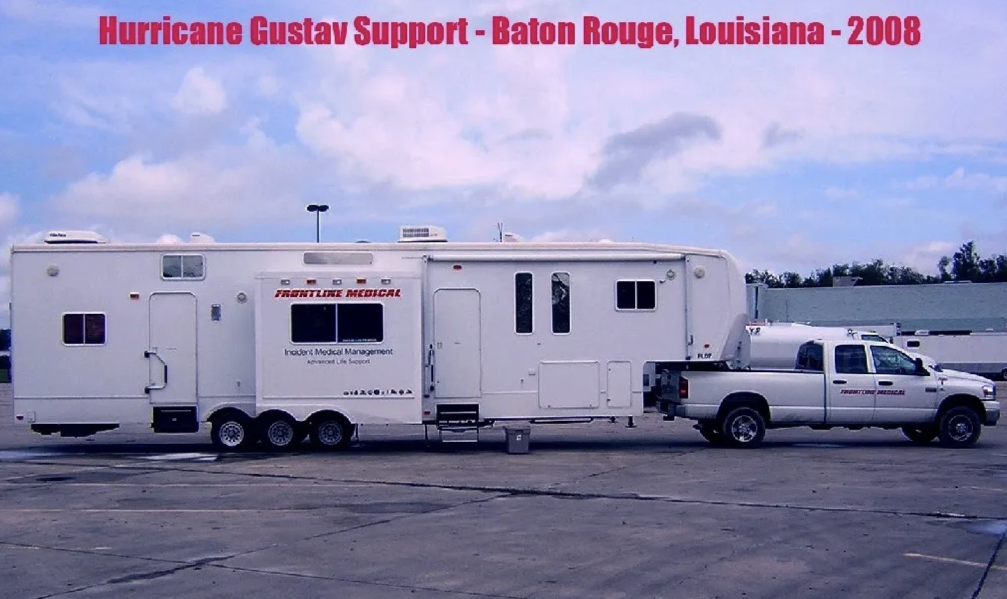 Mobile medical support trailer parked in open area